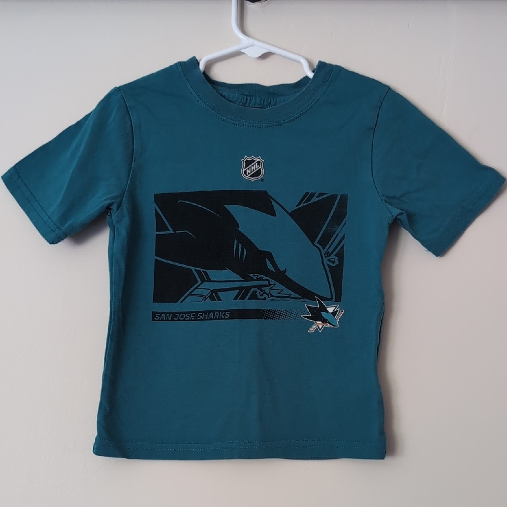 NHL San Jose Sharks Teal T-shirt Toddler Size 4 EUC